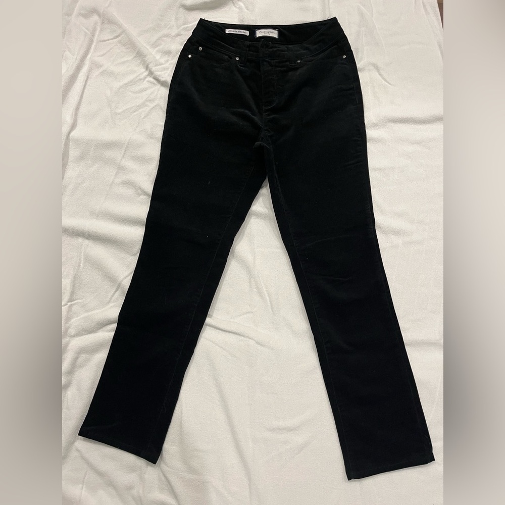 Charter Club Petite Women's Black Courdoroy Lexington Straight Pants